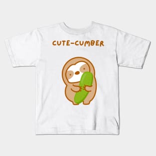 Cute-cumber Cucumber Sloth Kids T-Shirt